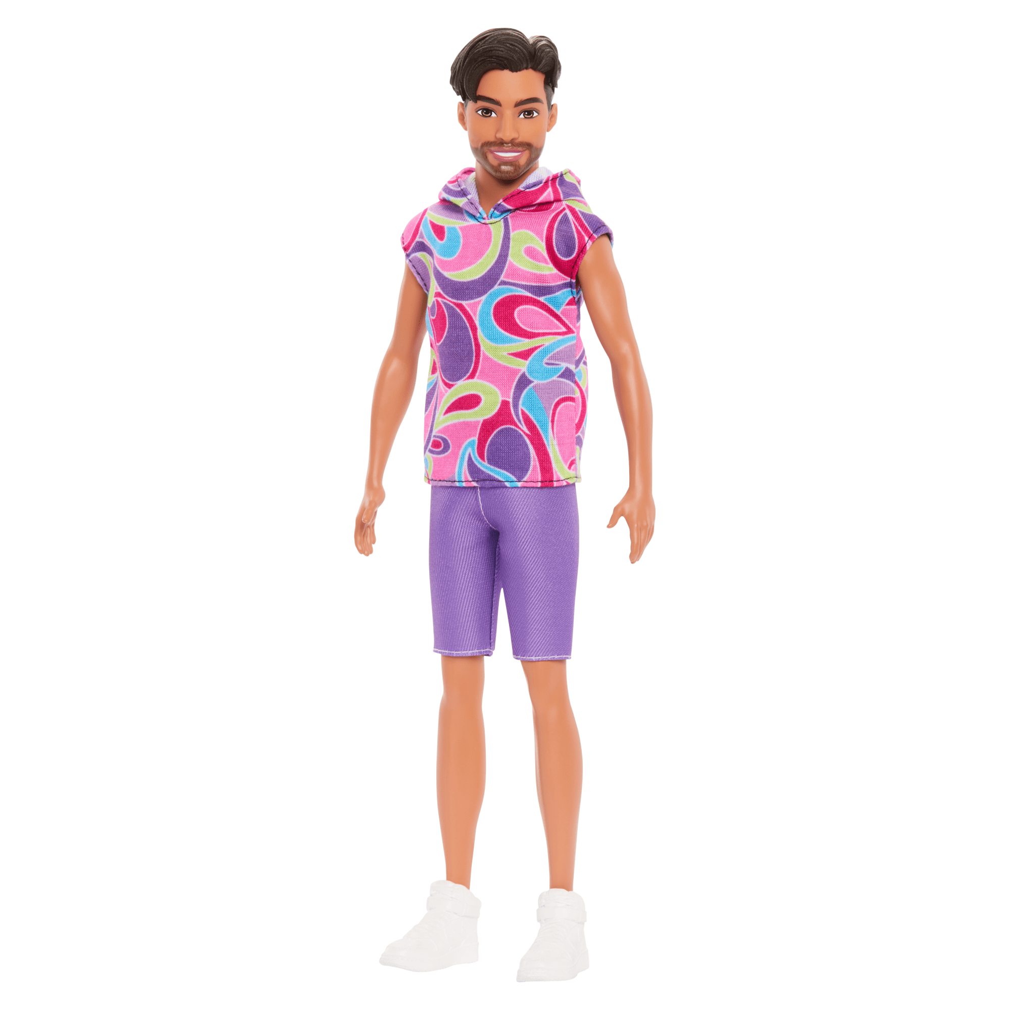 Barbie Fashionista Muñeco Ken Camisa de Colores y Short Morado