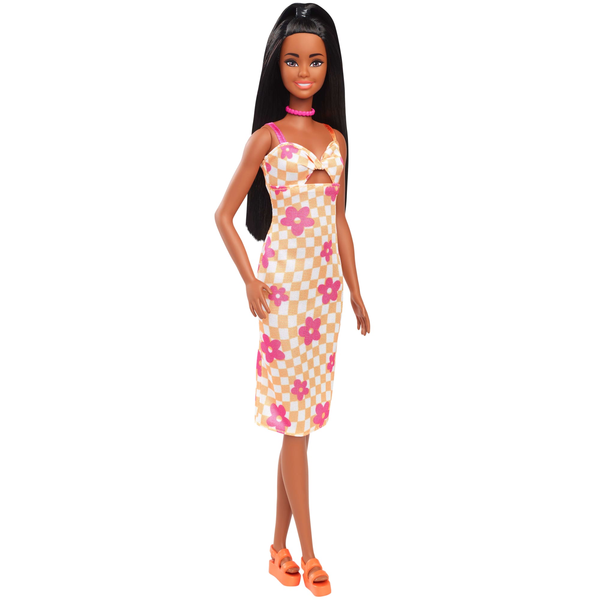 Barbie Fashionista Muñeca Vestido de Cuadros con Flores