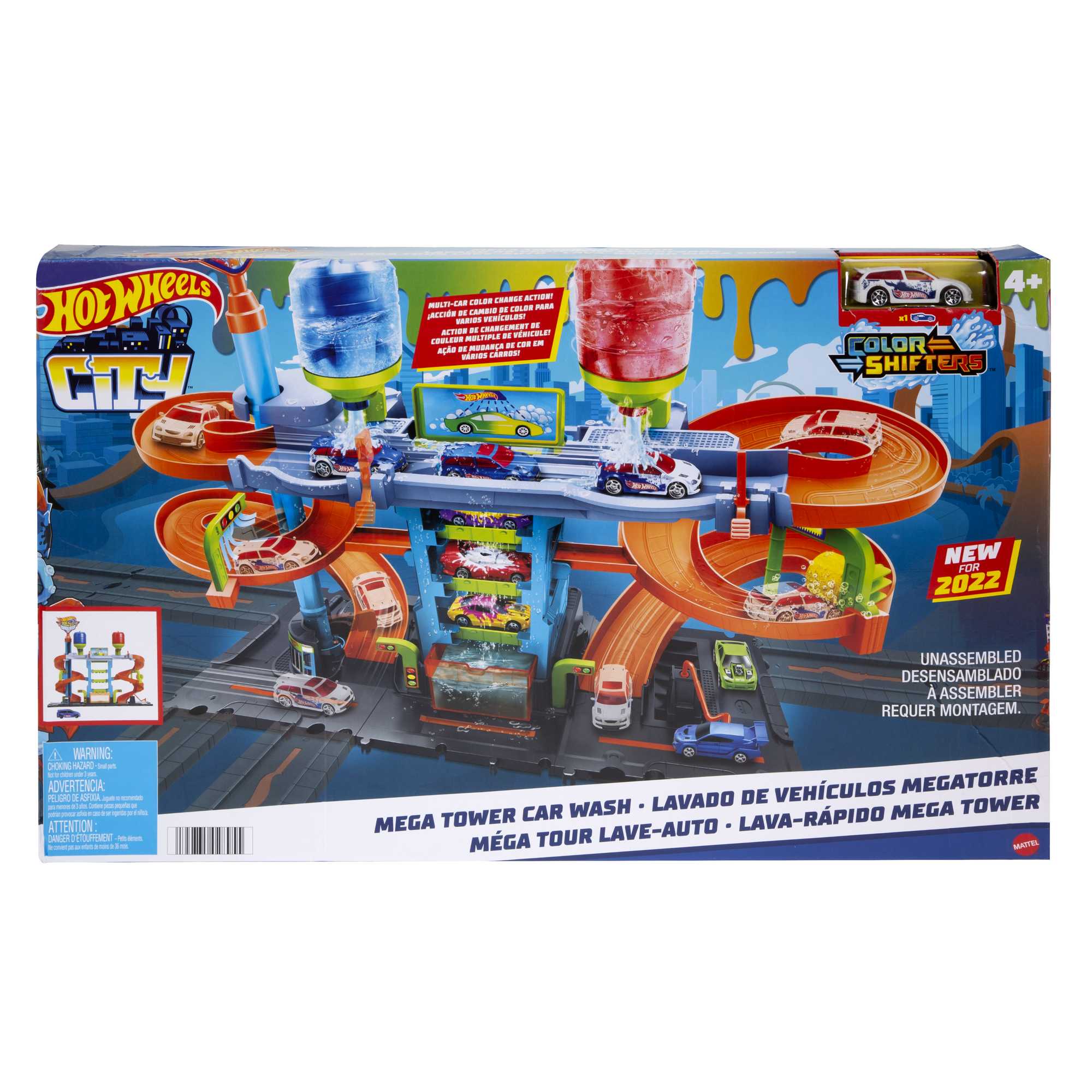 Hot Wheels City Pista de Brinquedo Lava-rápido Mega Torre