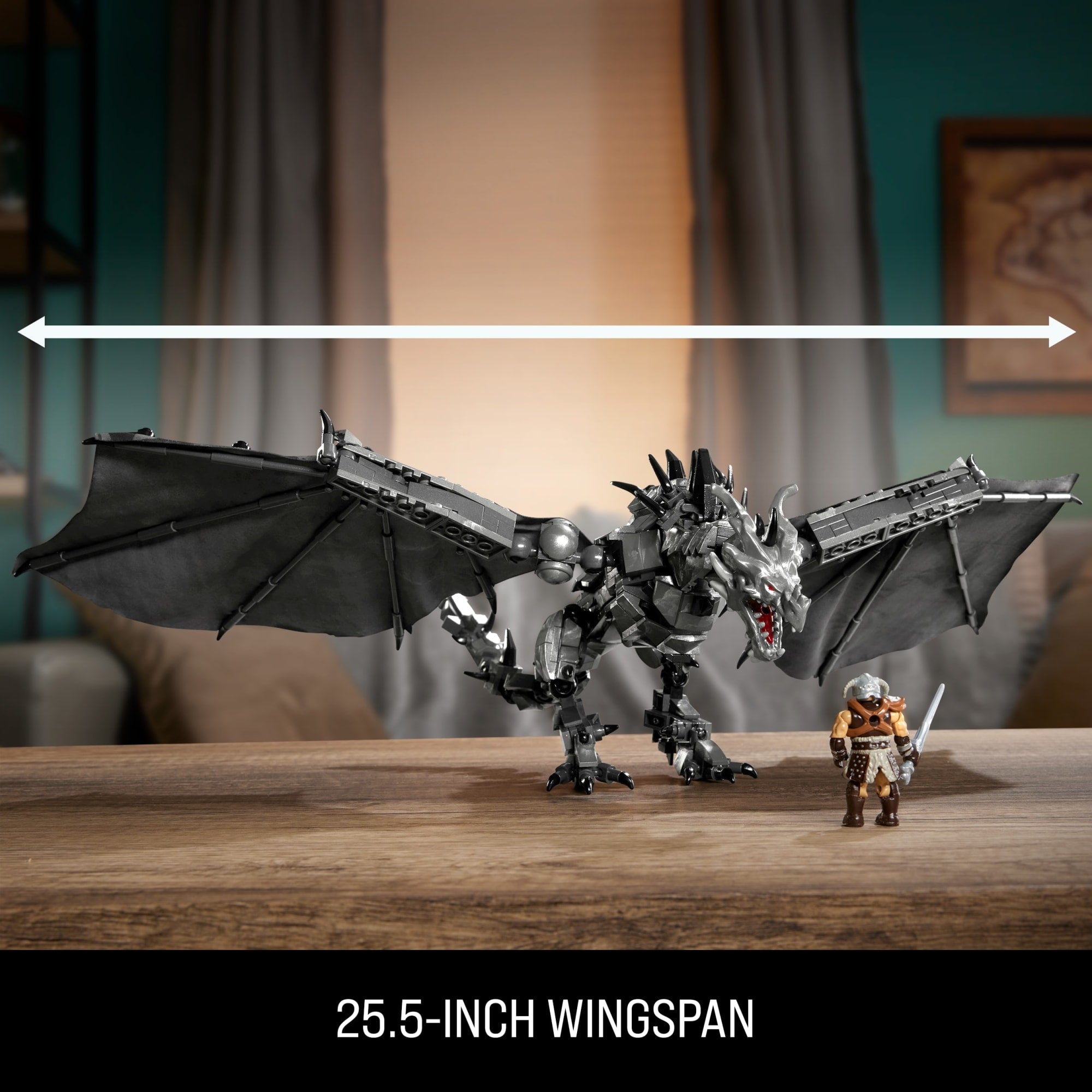 MEGA Skyrim Alduin The World Waster Building Kit With Action Figure (619 Pieces) For Collectors